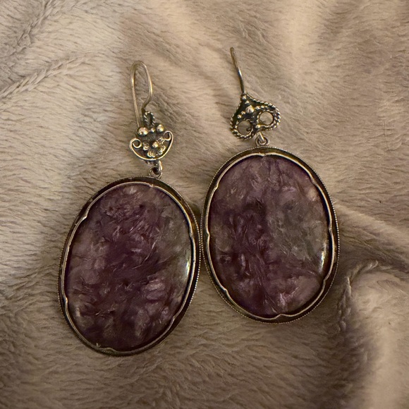 Jewelry - Elegant Purple Oval Earrings
